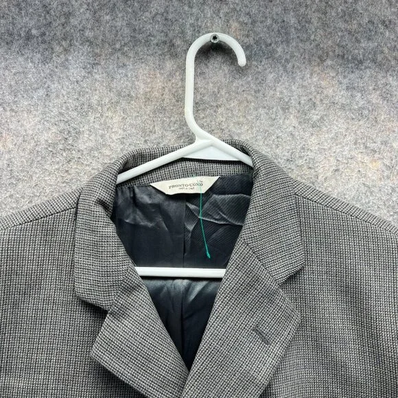 Pronto Uomo Blazer Men 48R Gray Sports Jacket Coat Wool Casual Houndstooth